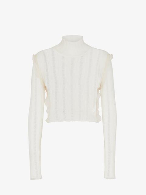 FENDI White nylon and mohair sweater