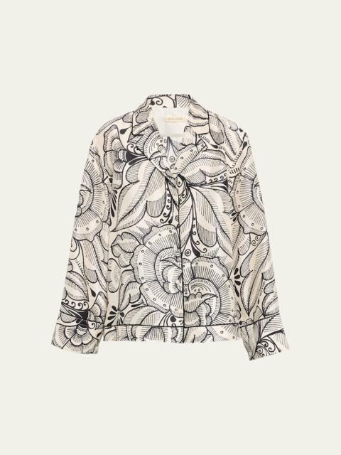 HEIRLOME Bernardina Abstract-Print Silk Button-Down Shirt