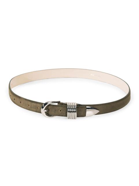DÉHANCHE Women's Hollyhock Suede D-Ring Belt - Olive And Silver