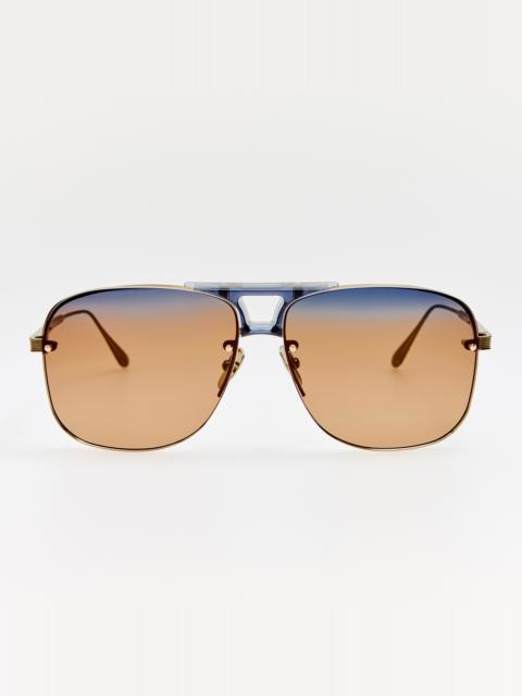 LINDA FARROW Skye Sunglasses in 22K Gold and Silt