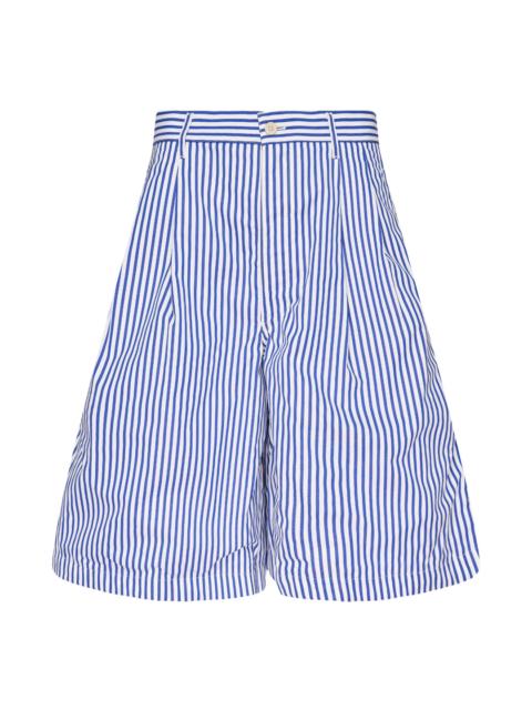Comme des Garçons SHIRT White Blue Stripe Cotton Bermuda