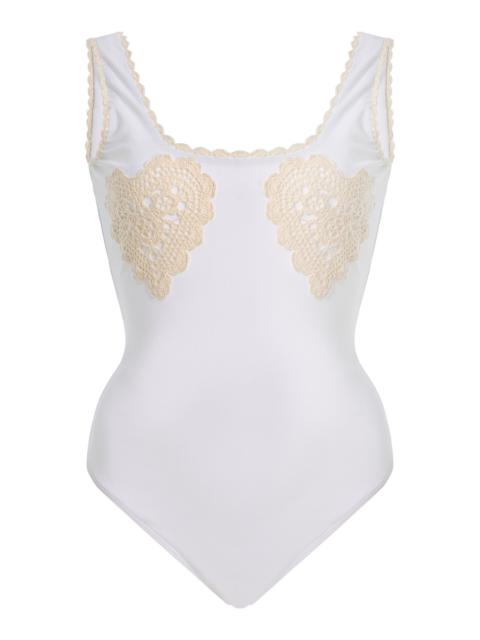 Sea Madelyn Crochet One Piece Swimsuit white