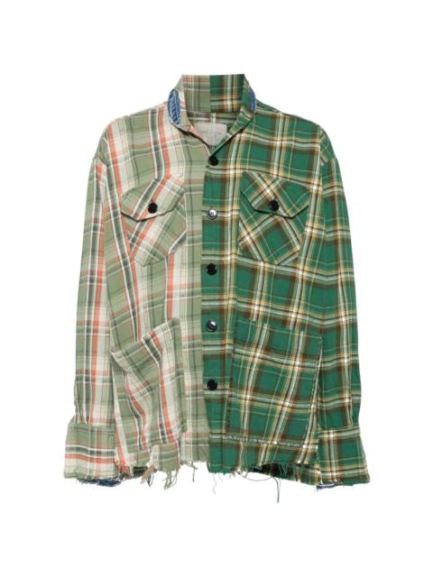 checked patchwork cotton shirt