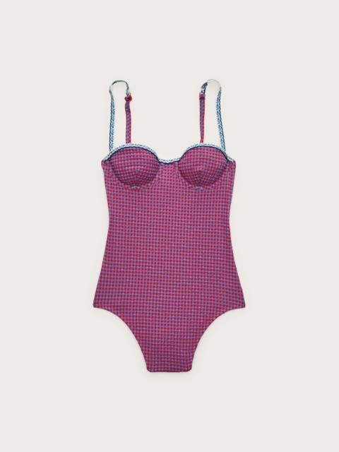 J.CREW Balconette underwire one-piece in scalloped gingham