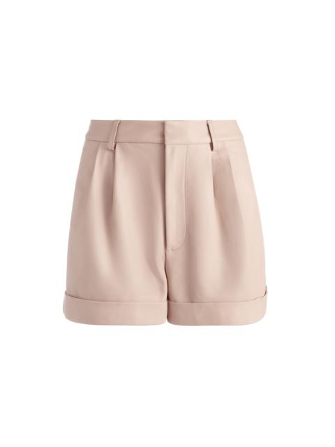 Alice + Olivia CONRY LEATHER PLEATED CUFF SHORTS