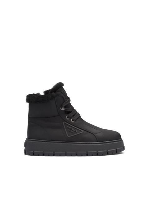 Prada Nylon gabardine lace-up booties