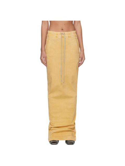 Yellow Pull On Pillar Denim Maxi Skirt
