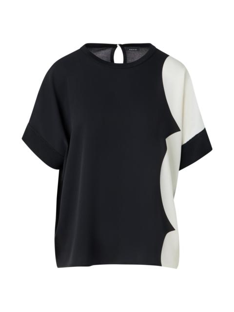 AKRIS Women's Colorblocked Silk Top - Black White