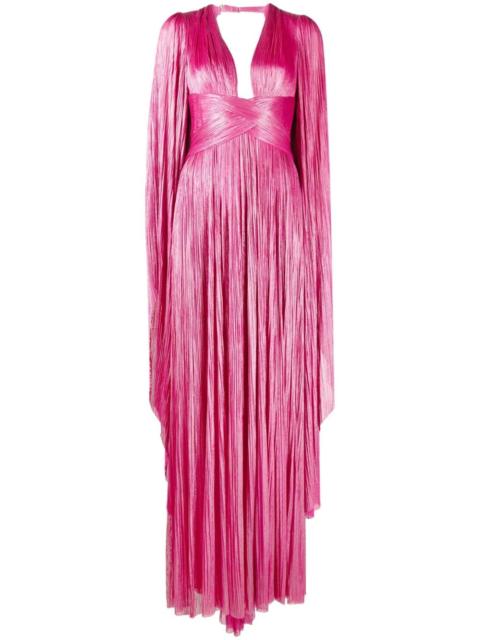 MARIA LUCIA HOHAN Crystal plung-neck side-slit gown