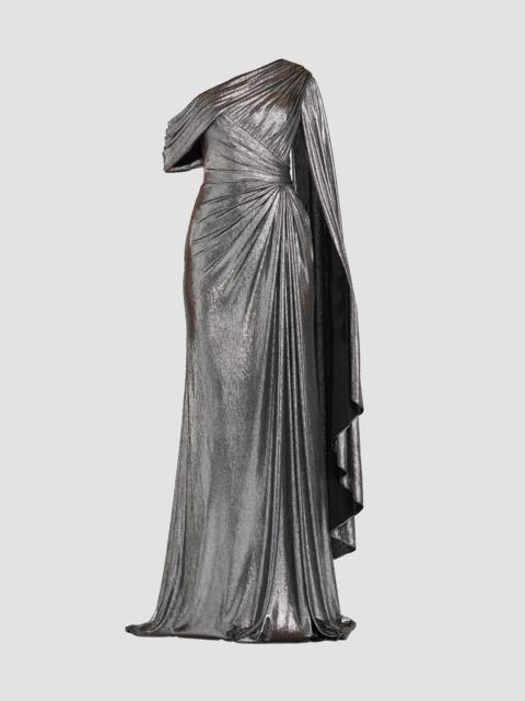 TADASHI SHOJI Women's Zeka Metallic Cape Sleeve Gown - Steel