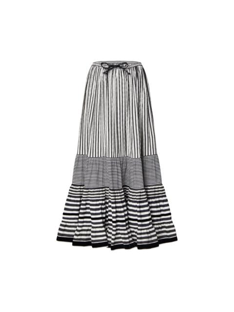 Louis Vuitton Mixed Stripes Tiered Midi Skirt
