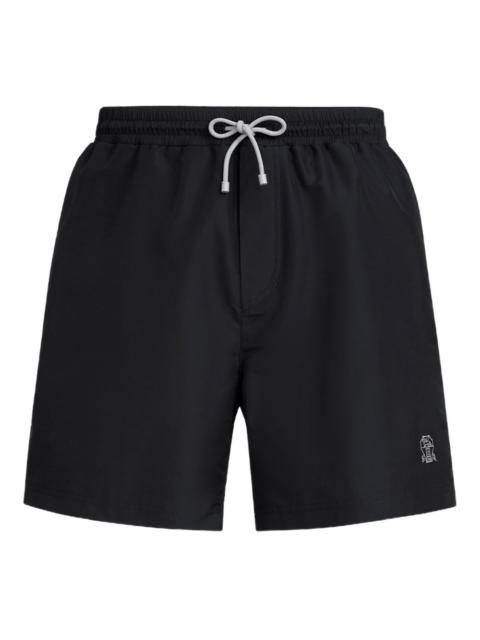 Brunello Cucinelli drawstring logo swim shorts