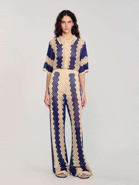 Sandro TWO-TONE OPEN WEAVE PANTS