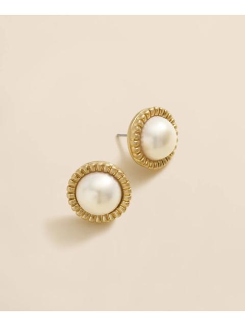 Brooks Brothers Bezel Frame Faux-Pearl Stud Earrings