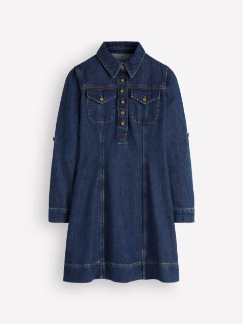 BODEN Fleur Denim Short Dress-Mid Vintage Denim