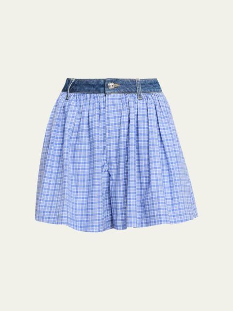 Cinq à Sept Madalyn Wide-Leg Gingham Shorts
