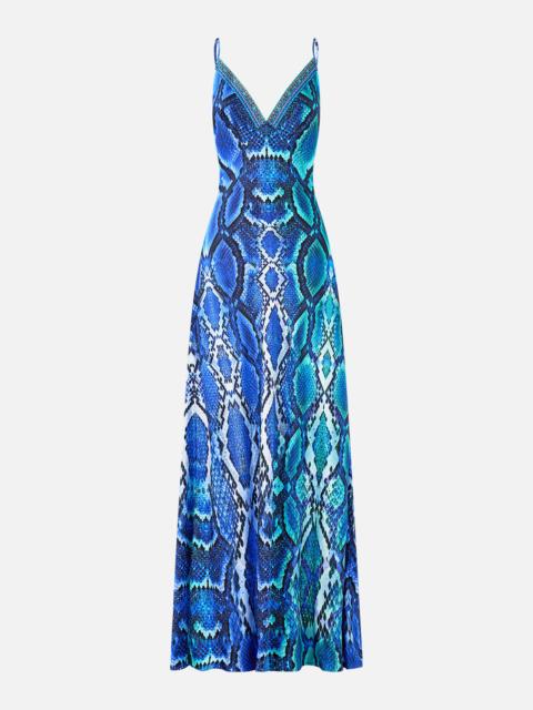 CAMILLA V NECK FULL LENGTH BIAS SLIP DRESS