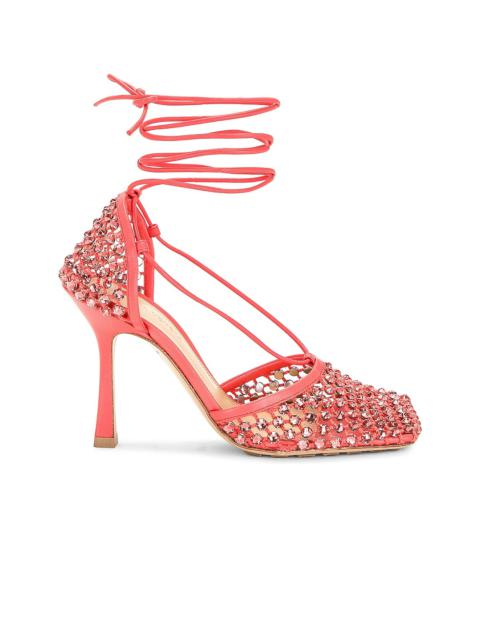 Bottega Veneta Web Sparkle Stretch Lace Up Sandals