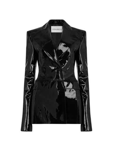 NINA RICCI patent-finish hourglass leather blazer