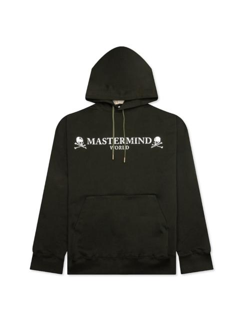 MASTERMIND WORLD LOGO KNIT HOODIE - OLIVE