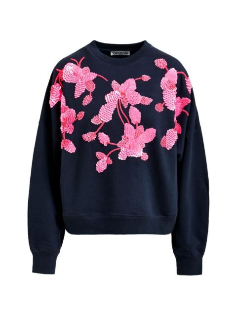 ESSENTIEL ANTWERP flower-pattern sequin-embellishment sweatshirt