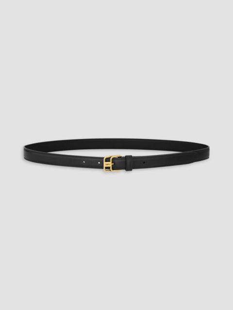 SAINT LAURENT Women's Cassandre Double-Buckle Thin Belt in Smooth Leather - Mountain Rock