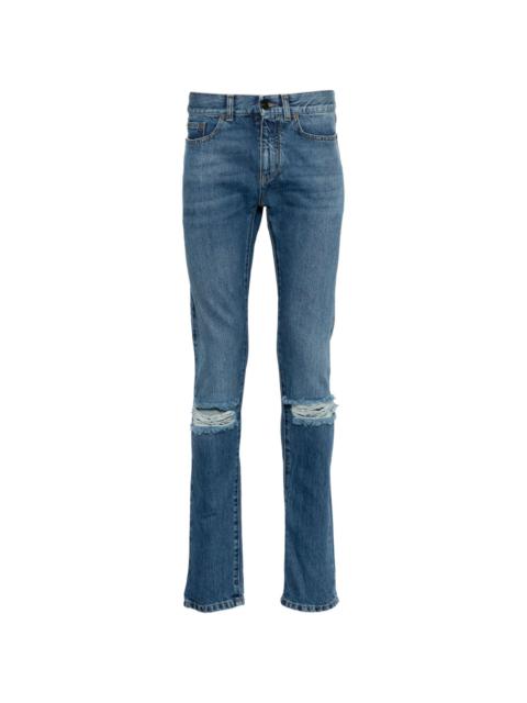 ripped-detail slim-fit jeans