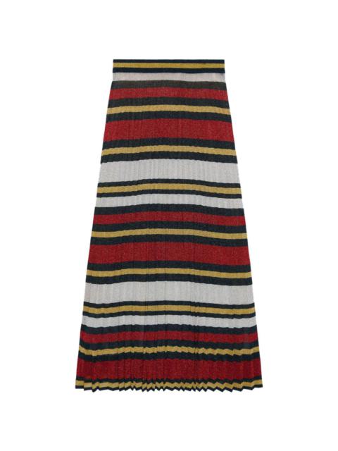 GUCCI striped pleated lamÃ© skirt