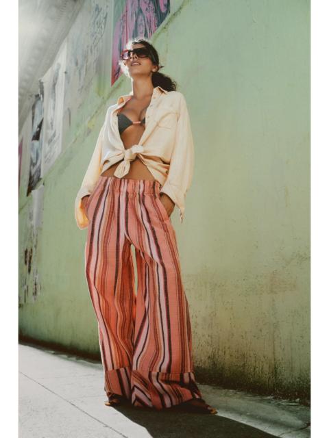 FREE PEOPLE Day's End Linen Striped Pull-On Pants