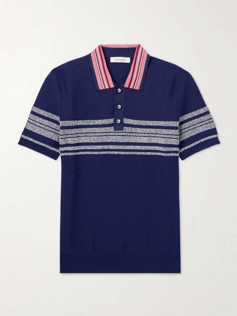 WALES BONNER Dawn Slim-Fit Striped Knitted Polo Shirt