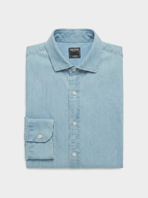 TODD SNYDER Chambray Spread Collar Dress Shirt