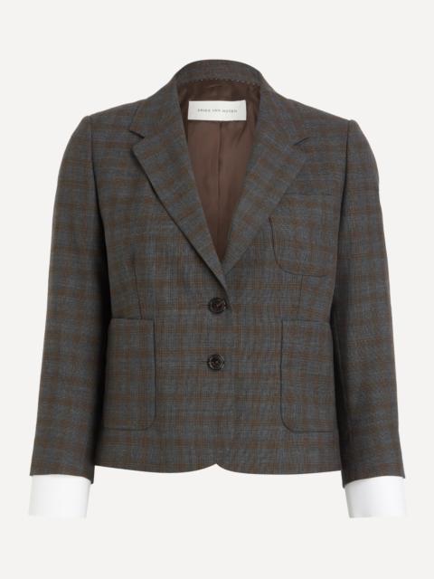 Dries Van Noten Brown Cropped Wool Blazer