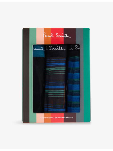 Paul Smith Striped Logo-Branded Pack Of Three Cotton-Jersey Trunks