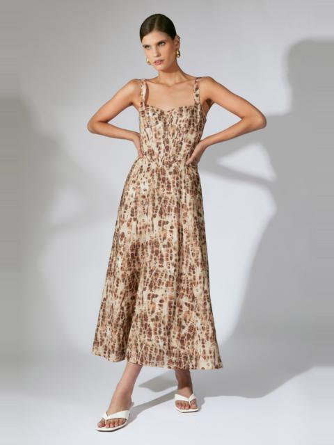 BARDOT Lilah Corset Midi Dress In Pebble Print