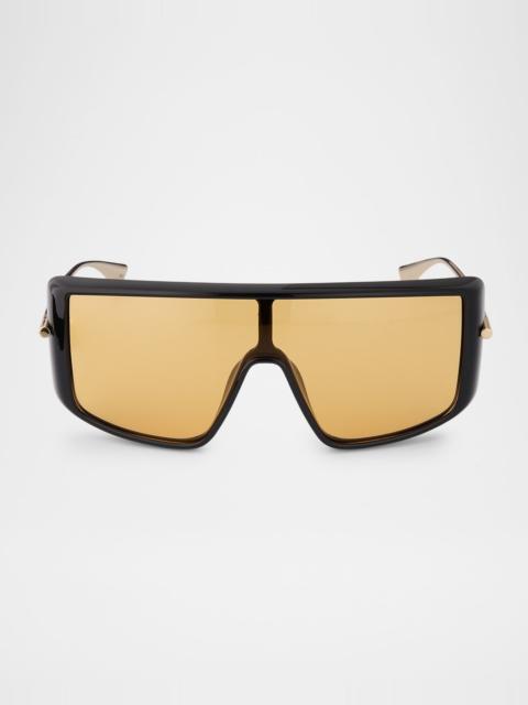 Alexander McQueen T-Bar 99mm Acetate & Metal Visor Sunglasses