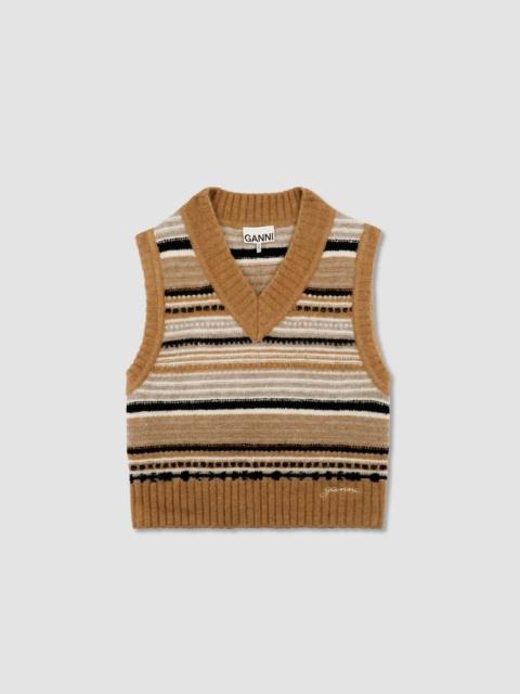 GANNI Gilet Soft Wool Stripe