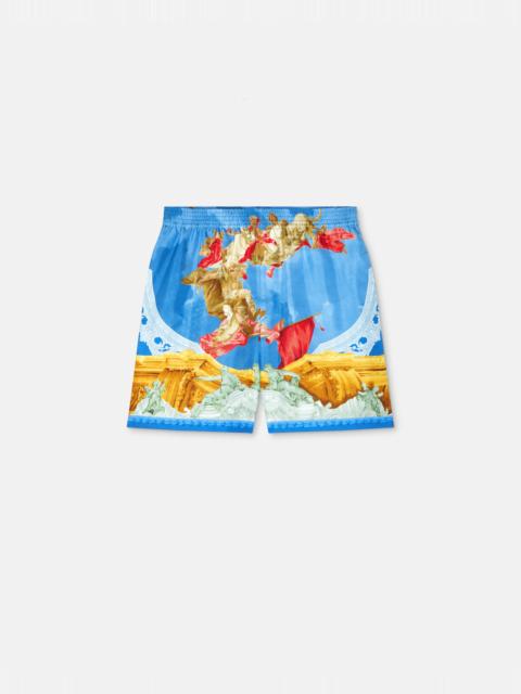 VERSACE Printed Silk Twill Regular Shorts