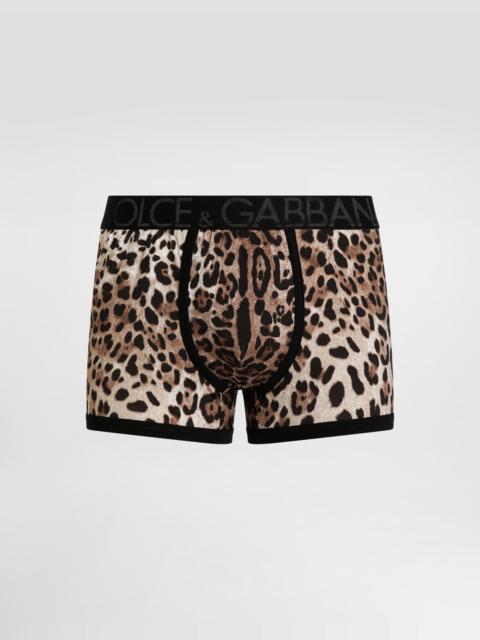 Dolce & Gabbana Two-way stretch jersey regular-fit boxers with leopard print