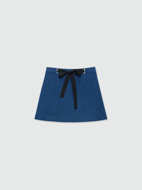 MSGM Short flared skirt in bouclÃ© tweed denim