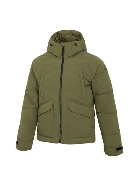 adidas Big Baffle Jkt Casual Sports Adjustable hooded down Jacket Green GT6535