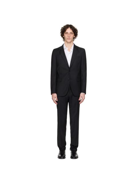 Black Slim-Fit Micro-Pattern Virgin Wool Suit