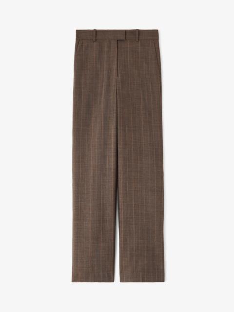 GANNI PANTS IN BROWN PINSTRIPE WOOL