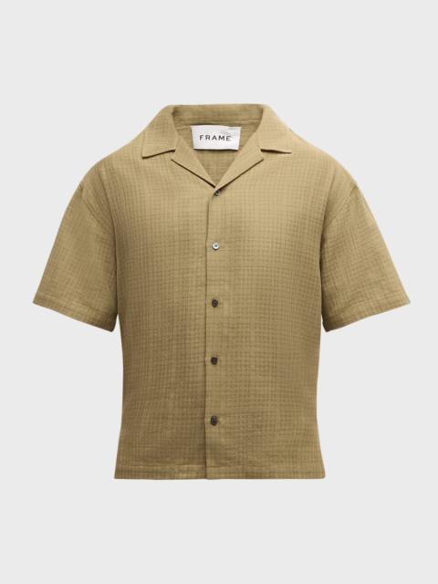 FRAME Men's Textured Cotton Camp Shirt