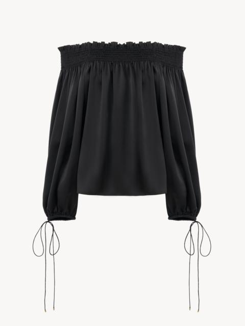 Chloé OFF-THE-SHOULDER TOP IN WASHED SILK SATIN