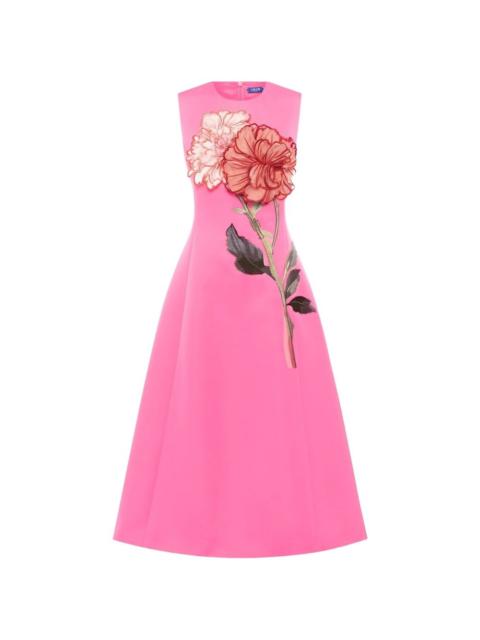 LEO LIN Cleo flower-appliqué midi dress