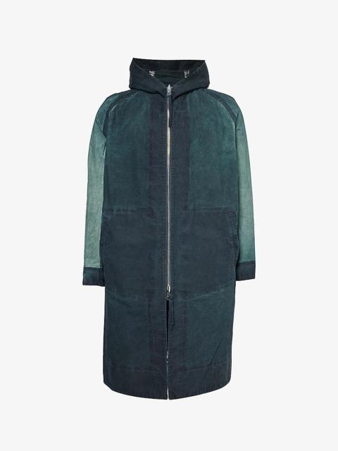 Boris Bidjan Saberi Funnel-neck faded-wash cotton hooded parka jacket