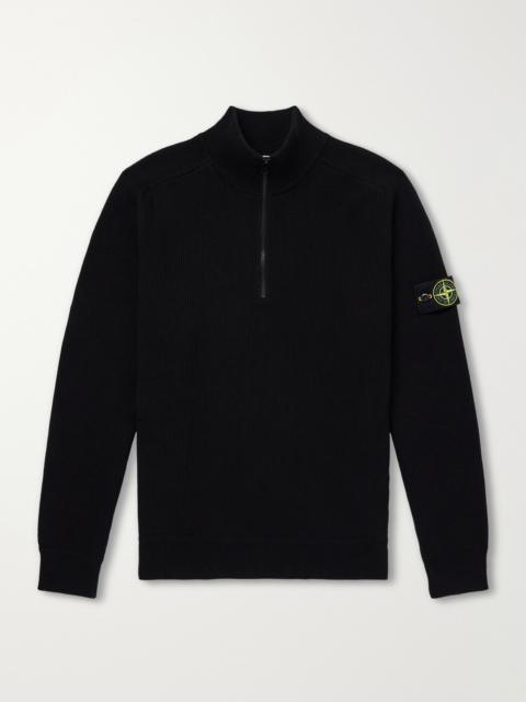 Stone Island Ribbed Cotton Zip-Up Sweater