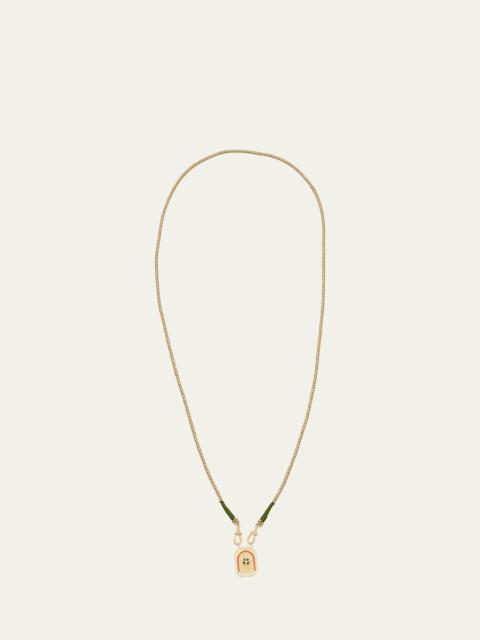 MARIE LICHTENBERG 18k Rathi Link Chain Necklace with Mini Clover Pendant