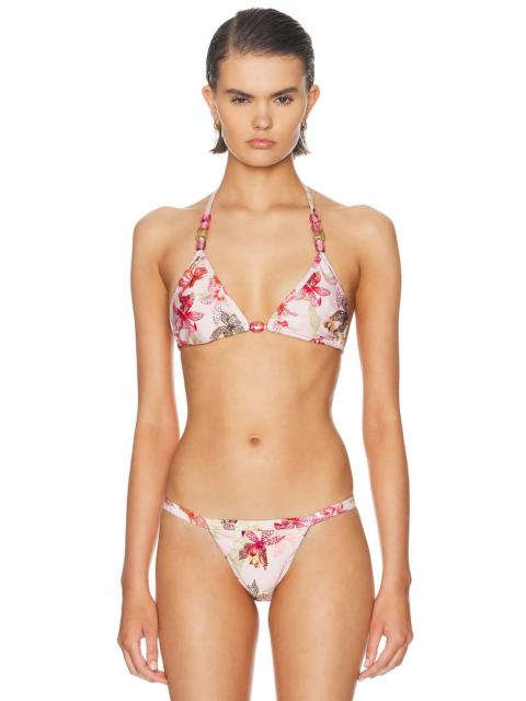 PatBO Orchid Bloom Lycra Triangle Bikini Top