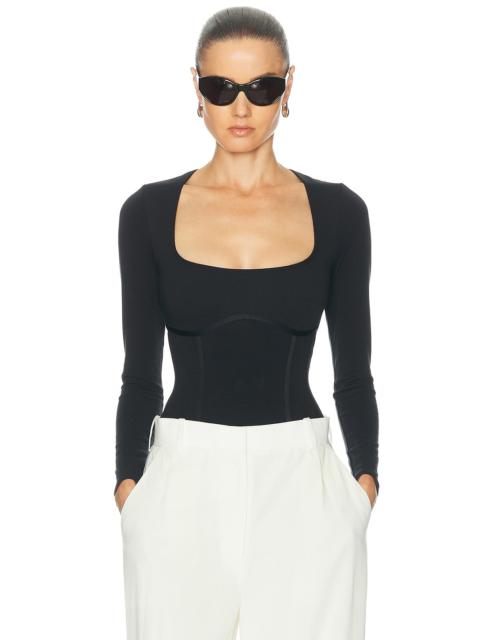 Fleur du Mal Scoop Neck Long Sleeve Bodysuit